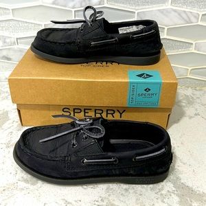 Sperry - Boys AO Slip On - Black - Size 11 - Like New - with Box
